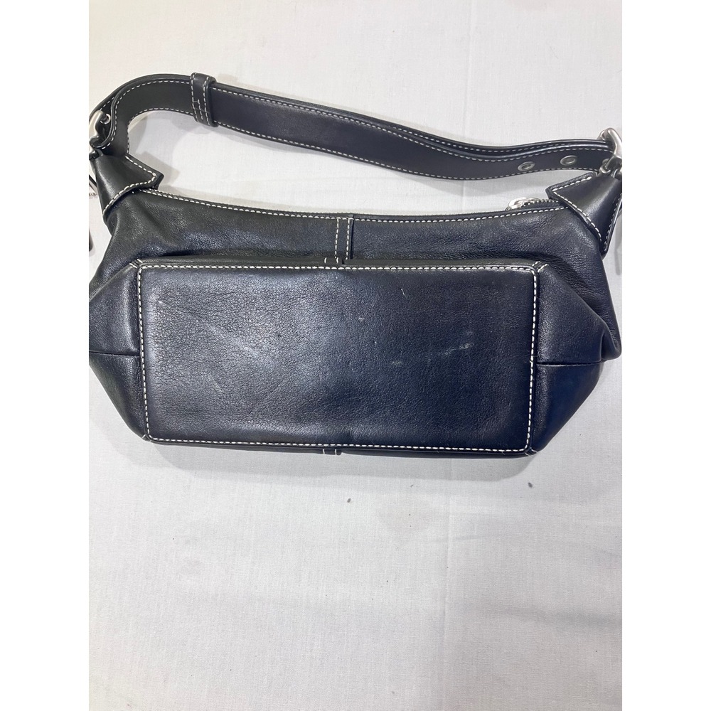 Coach Black‎ Leather Shoulder Baguette Handbag Silver Hardware - Picture 5 of 12